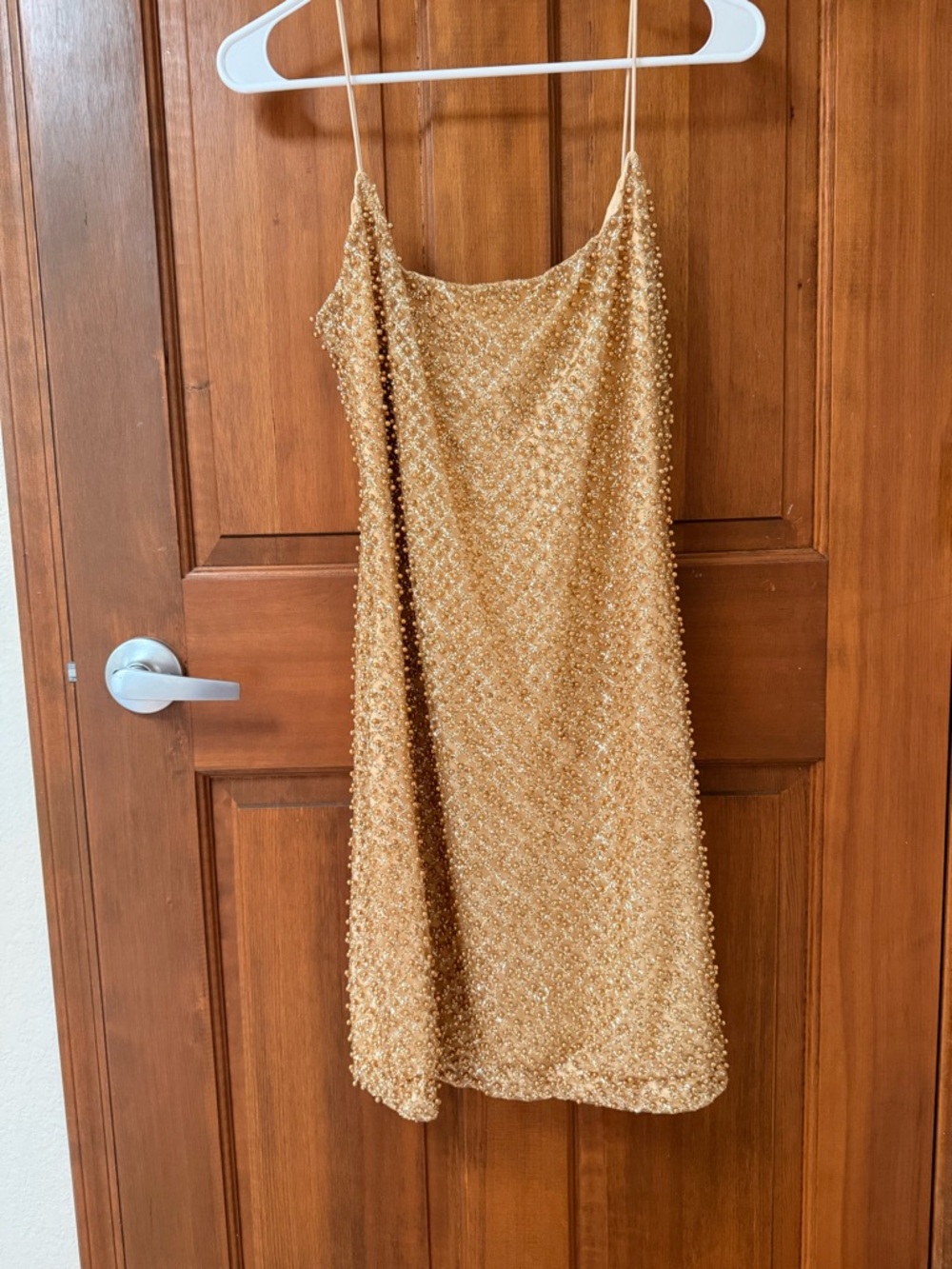 Oh Polly Gold Beaded Mini Dress